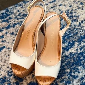 Stuart Weitzman Cream Wedge Sandals